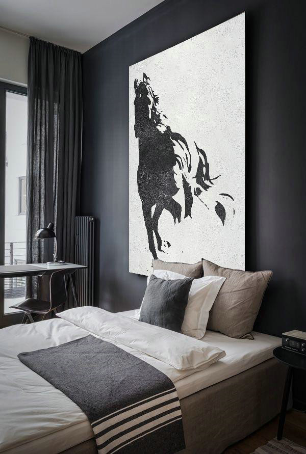 Pretty Abstract Paintings,Black And White Minimal Painting On Canvas - Contemporary Abstract Painting